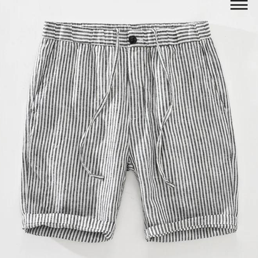 Tom - Griekse Stijl Gestreepte Zomer Linnen Shorts Voor Heren