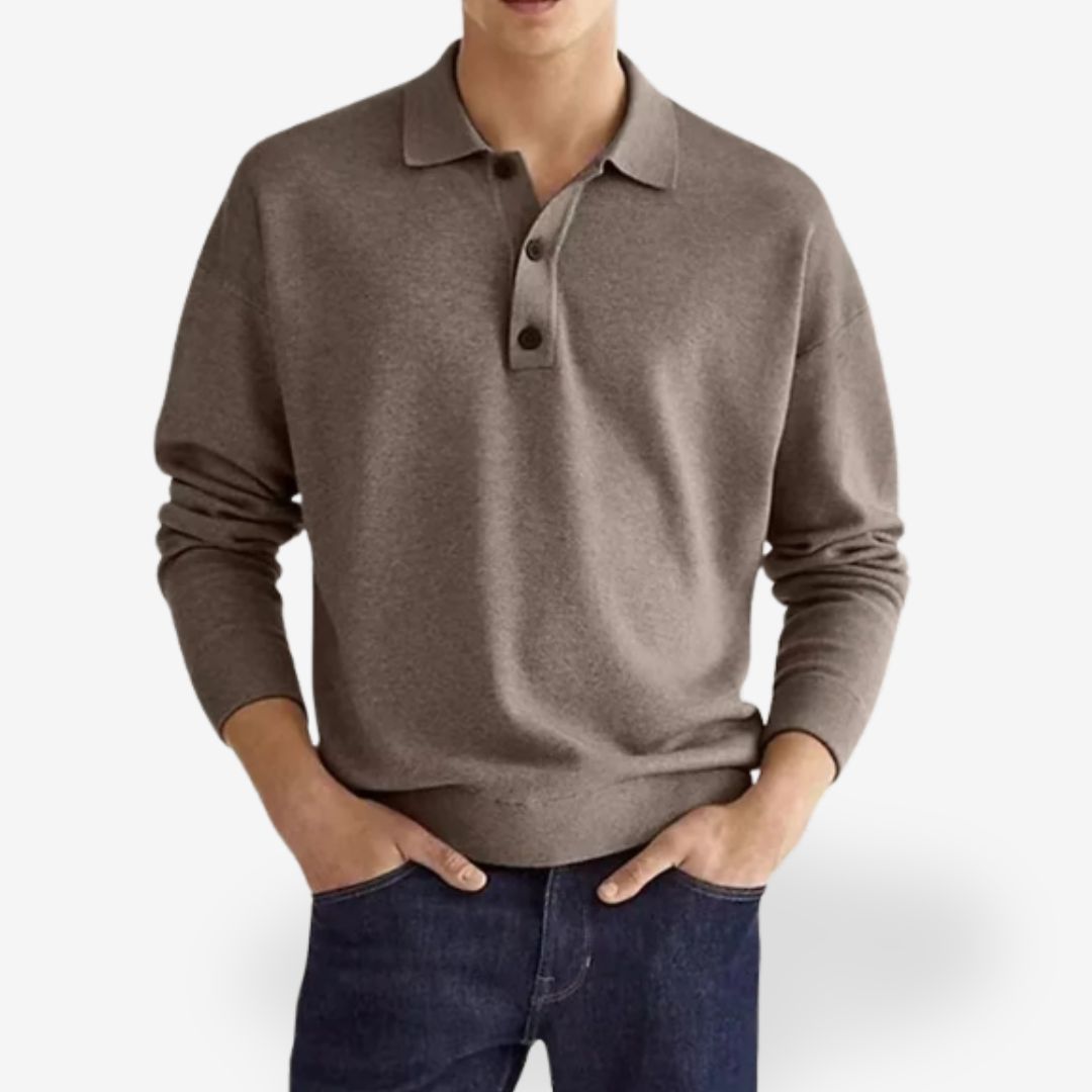 Mario | Casual Long Sleeve Polo Sweater