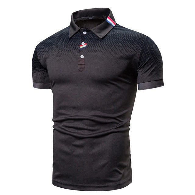 Black James Heren Polo met Korte Mouwen en Geribde Kraag