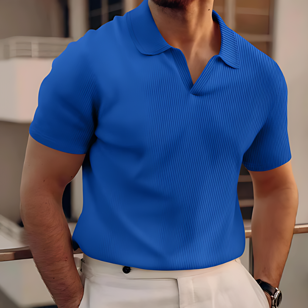 Donny - Basic V-Hals Zomer Polo Shirt voor heren