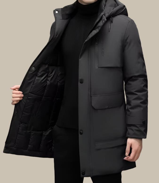 Long Waterproof Smart Winter Coat for Men