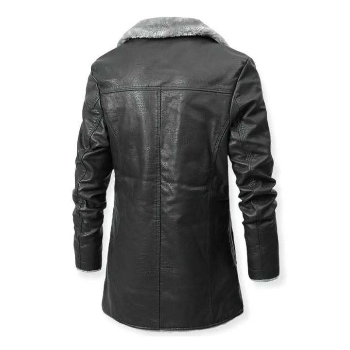 Micko - Jacket | Lange leren jas met sherpa fleece voering voor mannen