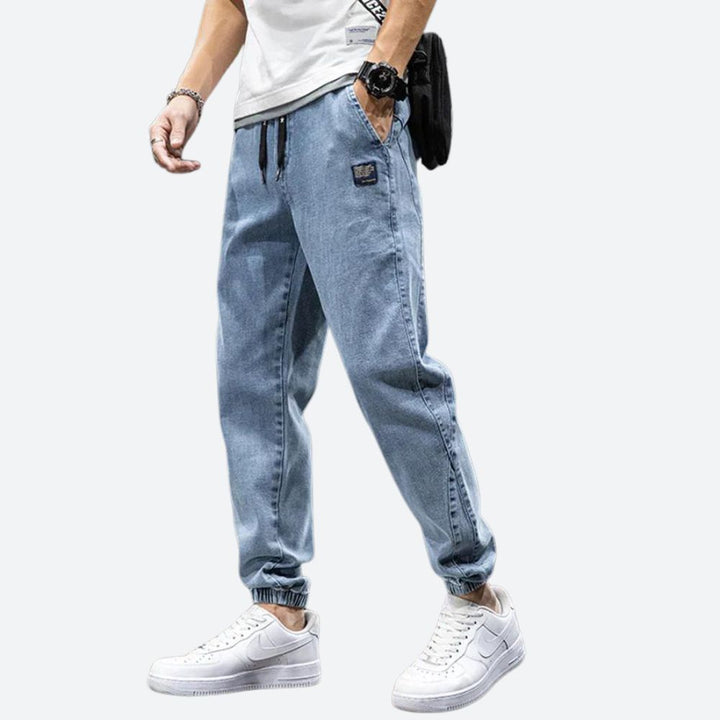 Alec | Zachte denim joggingbroek