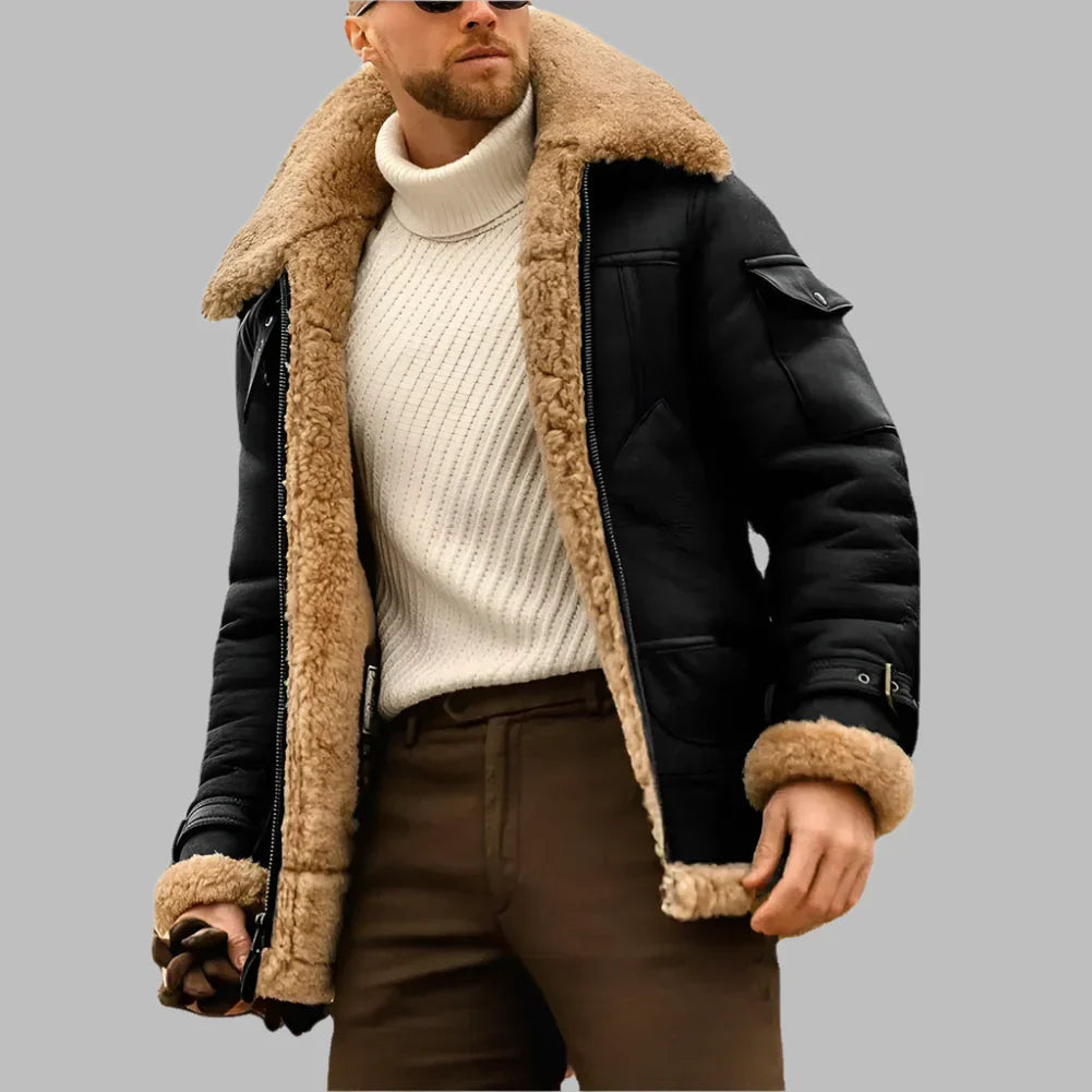 Aviator Leather Winter Coat for Men