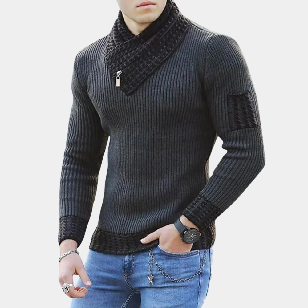 Gavin | Gebreide herensweater met stijlvolle kraag