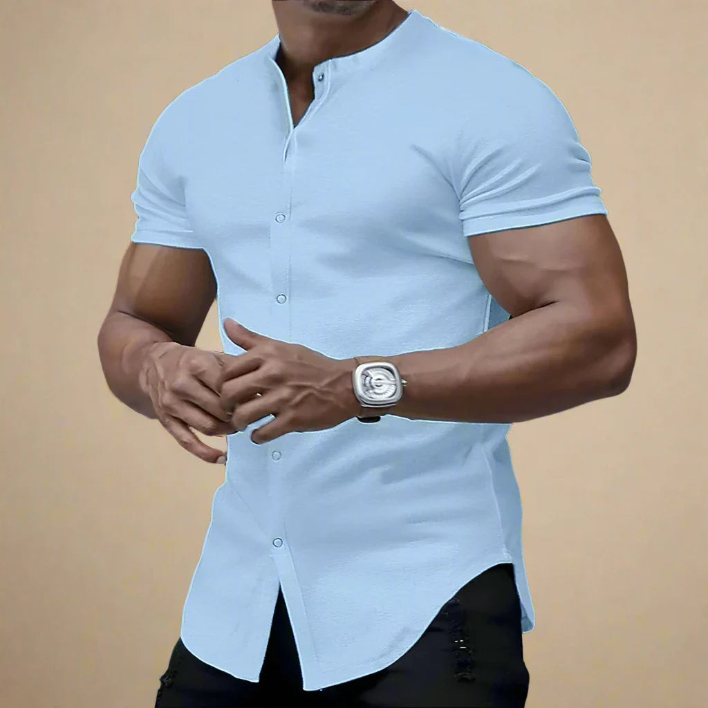 Denim-Fit Short Sleeve Shirt for Men