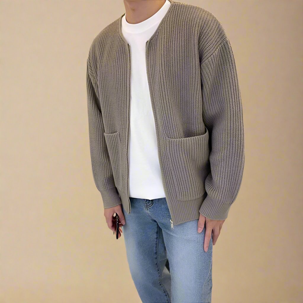 Noah Cardigan | Men's Oversized Ribbed Zip Cardigan