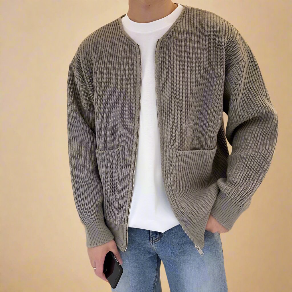 Noah Cardigan | Men's Oversized Ribbed Zip Cardigan