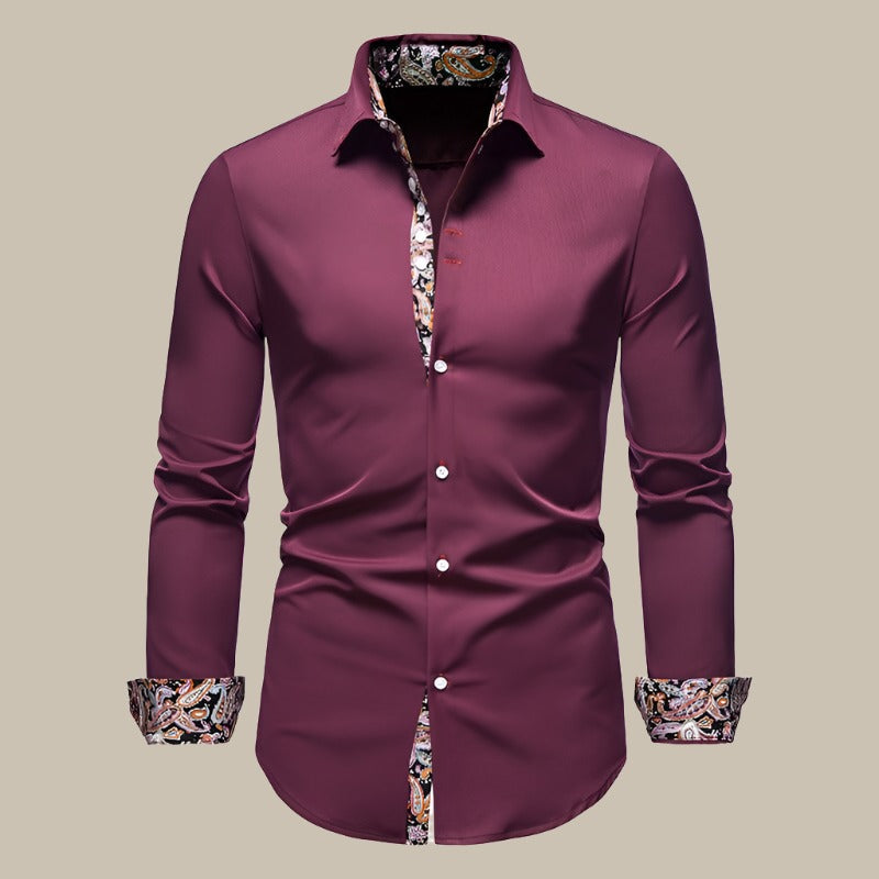 Stylish Men's Shirt with Floral Print Inside