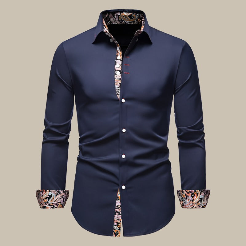 Stylish Men's Shirt with Floral Print Inside