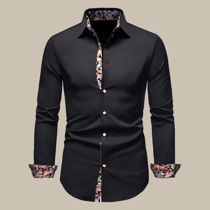 Stylish Men's Shirt with Floral Print Inside