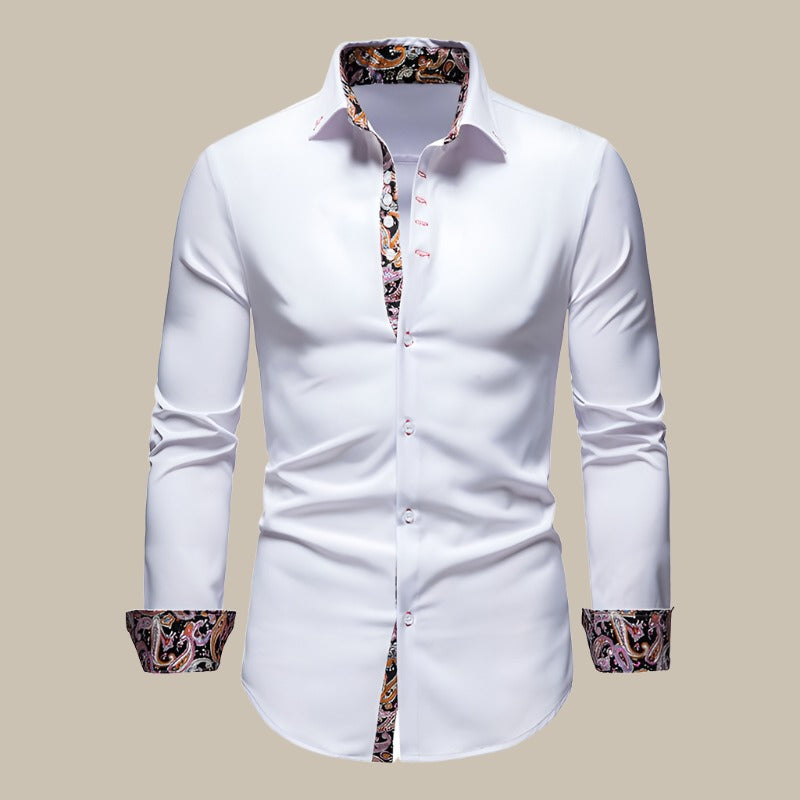 Stylish Men's Shirt with Floral Print Inside