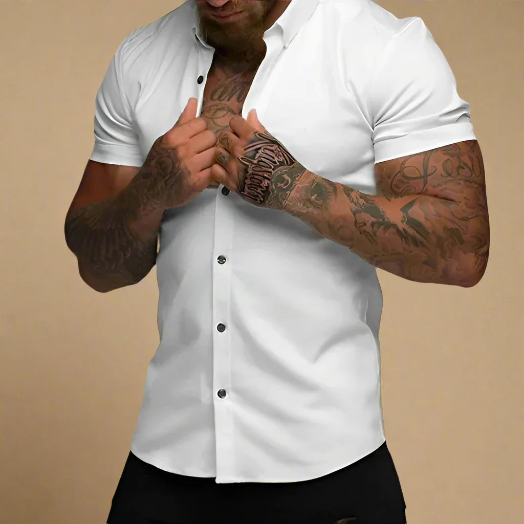 Men's Premium Stretch Short Sleeve Slim Fit Shirt