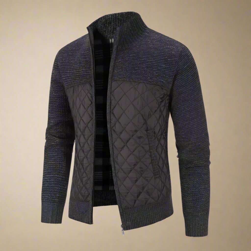 Men's Slim Casual Wool Nordic Jacket with Zipper and Collar