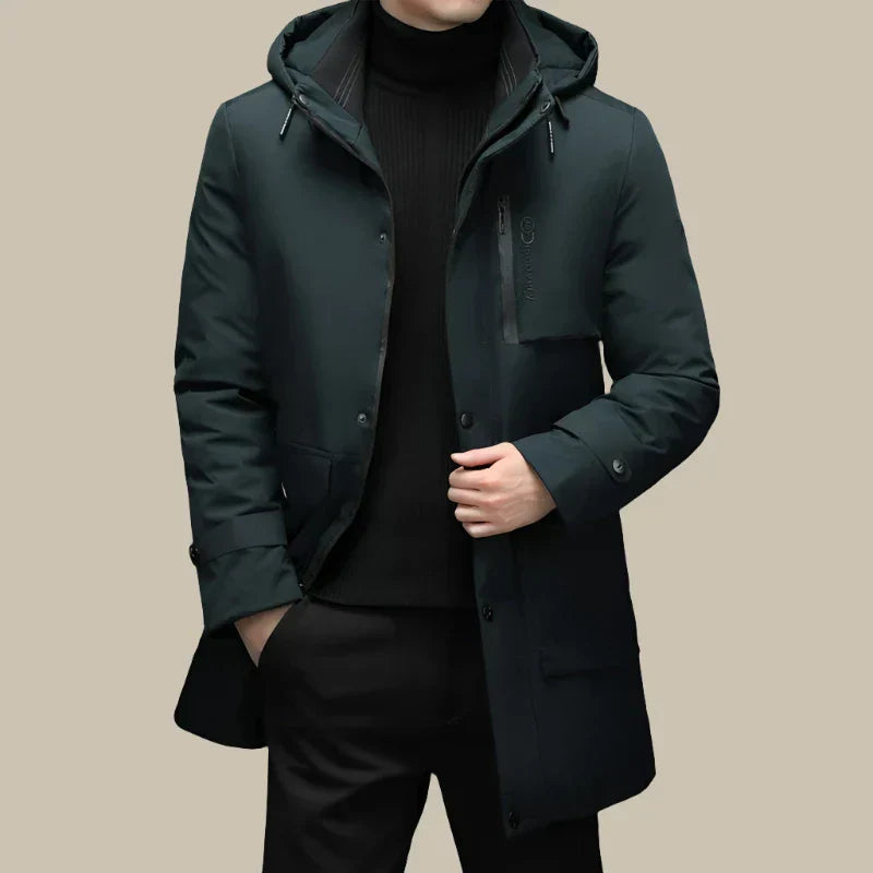 Long Waterproof Smart Winter Coat for Men