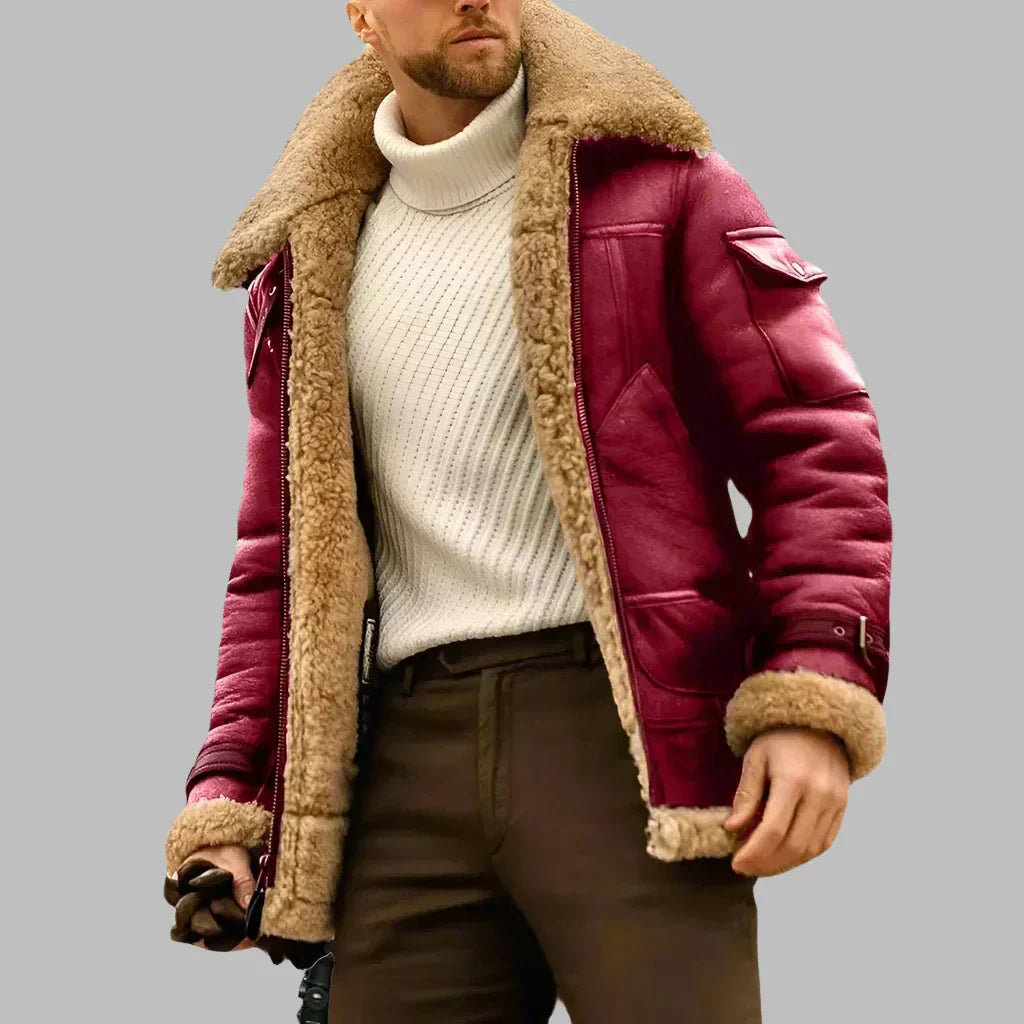 Aviator Leather Winter Coat for Men