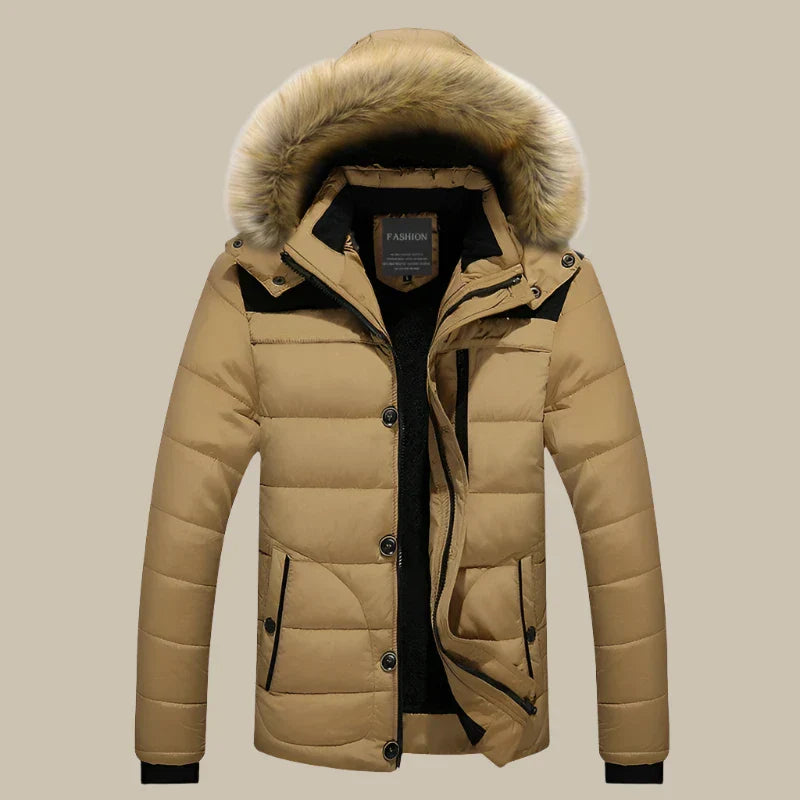 Men's Waterproof Parka with Faux Fur Collar