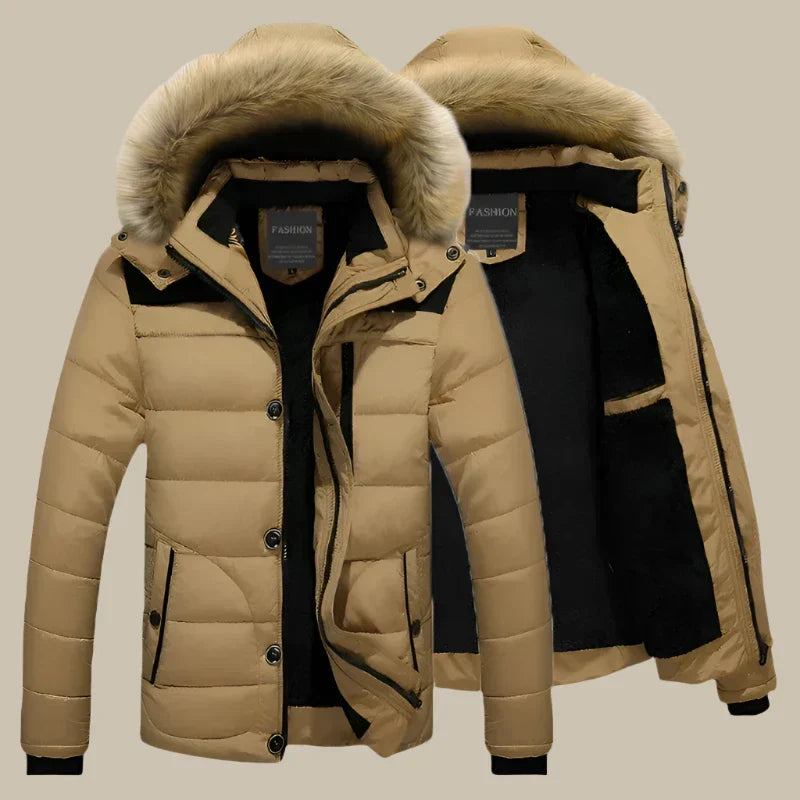 Men's Waterproof Parka with Faux Fur Collar