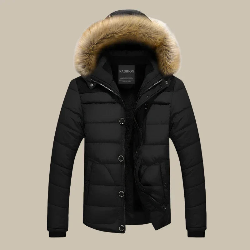 Men's Waterproof Parka with Faux Fur Collar