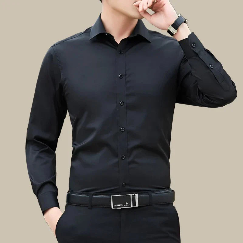 Modern Business Shirt with Long Sleeves and Slim Fit