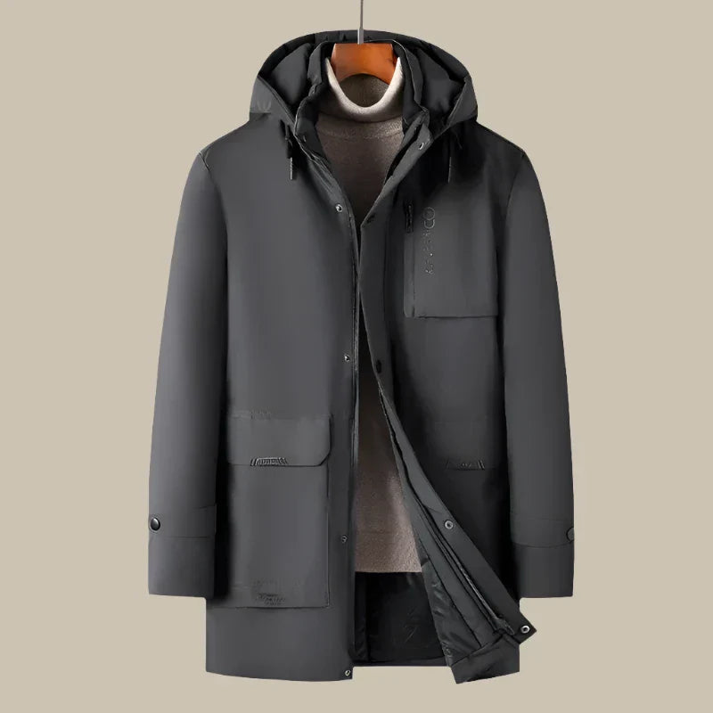 Long Waterproof Smart Winter Coat for Men