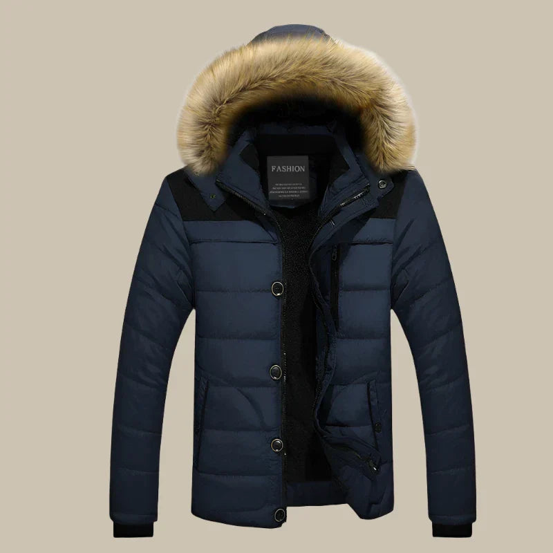 Men's Waterproof Parka with Faux Fur Collar