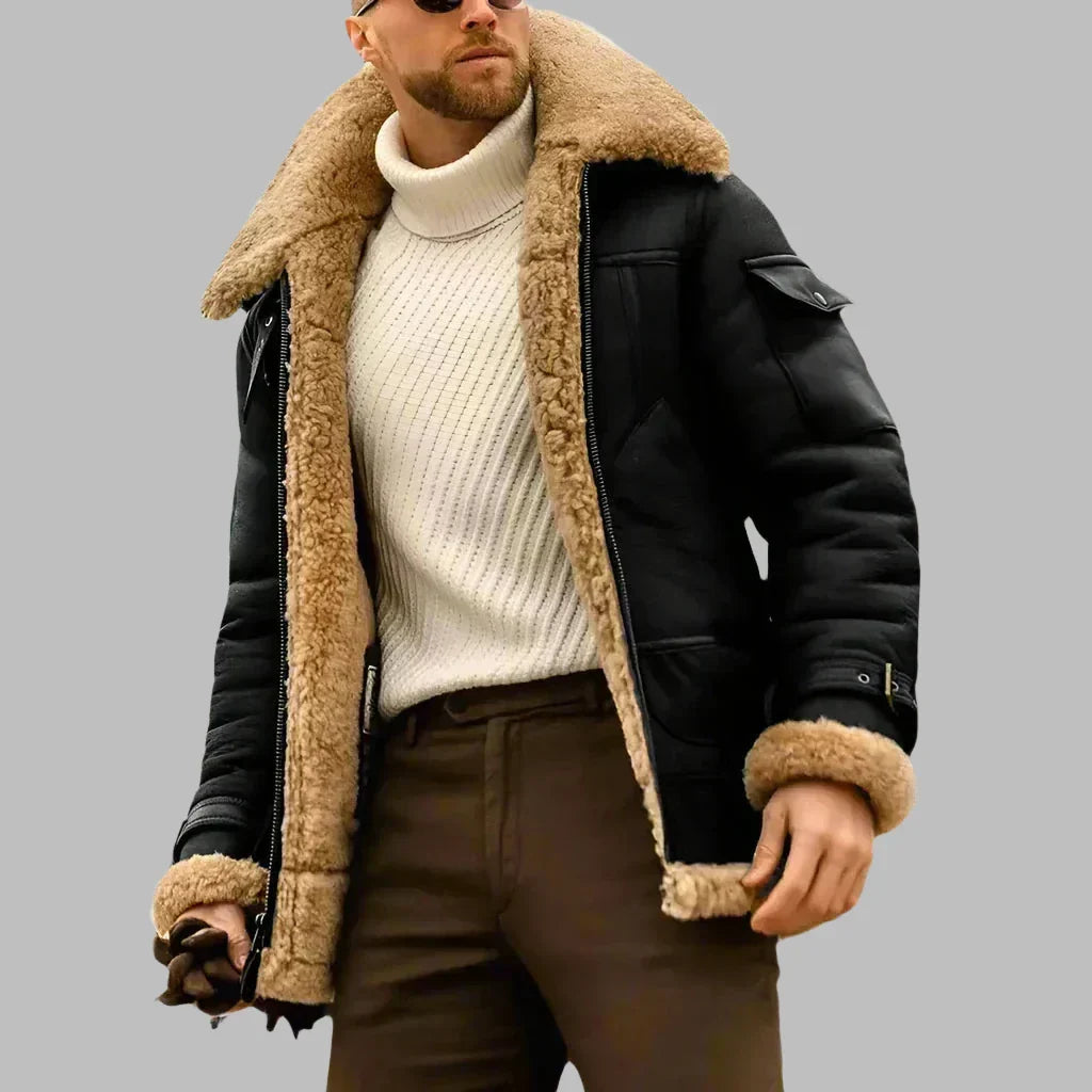 Aviator Leather Winter Coat for Men