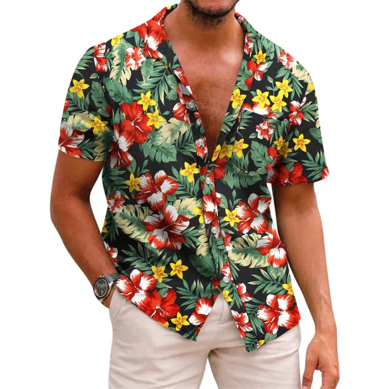 Fred - Florida Bloemen Blouse Voor Heren