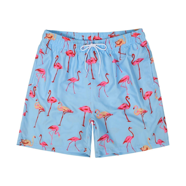 Frank - Lichtblauwe Flamingo-Print Zomer Zwembroek