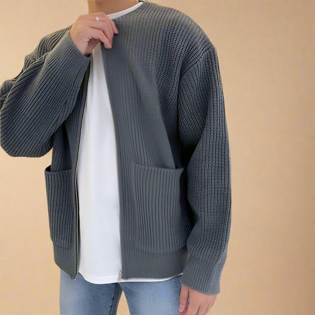 Noah Cardigan | Men's Oversized Ribbed Zip Cardigan