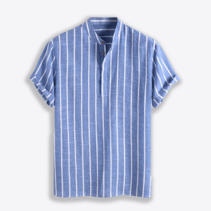 Efren - Blauw Gestreept Zomer Shirt Met Korte Mouwen