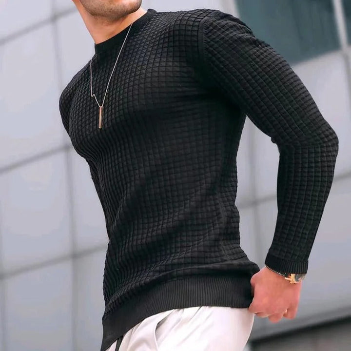 Marrios - Sweater | Stijlvolle Casual geruite trui met ronde hals voor mannen, MuscleFit