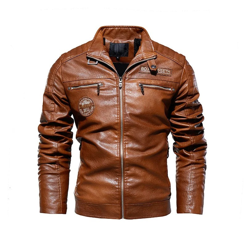 Biker Jacket | Vintage leren jas voor heren met ritssluiting