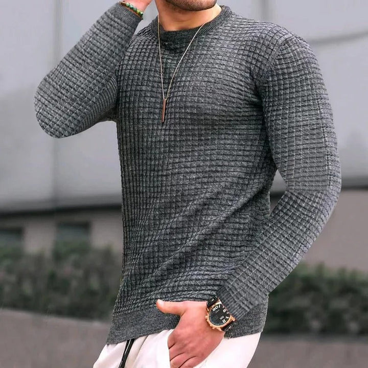 Marrios - Sweater | Stijlvolle Casual geruite trui met ronde hals voor mannen, MuscleFit