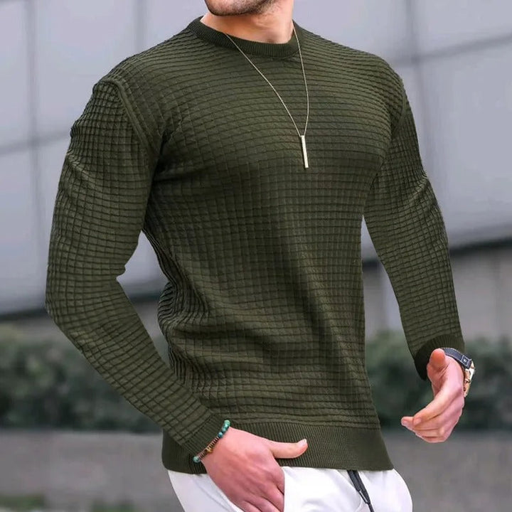 Marrios - Sweater | Stijlvolle Casual geruite trui met ronde hals voor mannen, MuscleFit