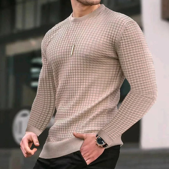 Marrios - Sweater | Stijlvolle Casual geruite trui met ronde hals voor mannen, MuscleFit