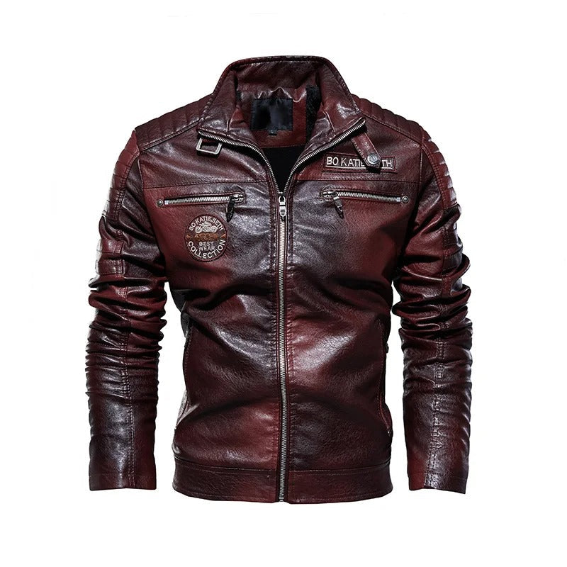 Biker Jacket | Vintage leren jas voor heren met ritssluiting