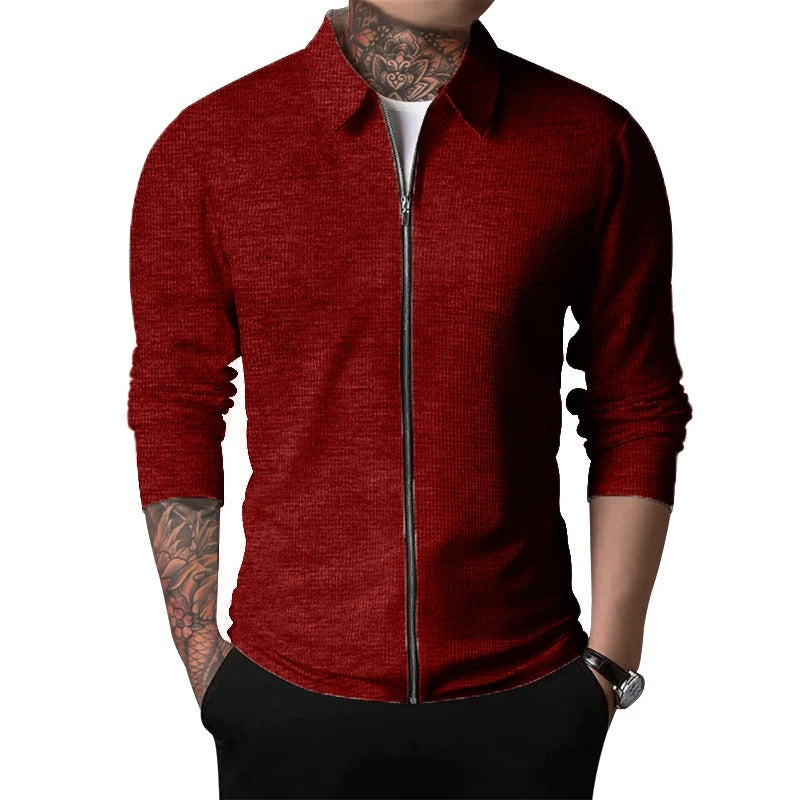 Rj - Cardigan | Casual heren vest met ritssluiting en gevouwen kraag voor heren